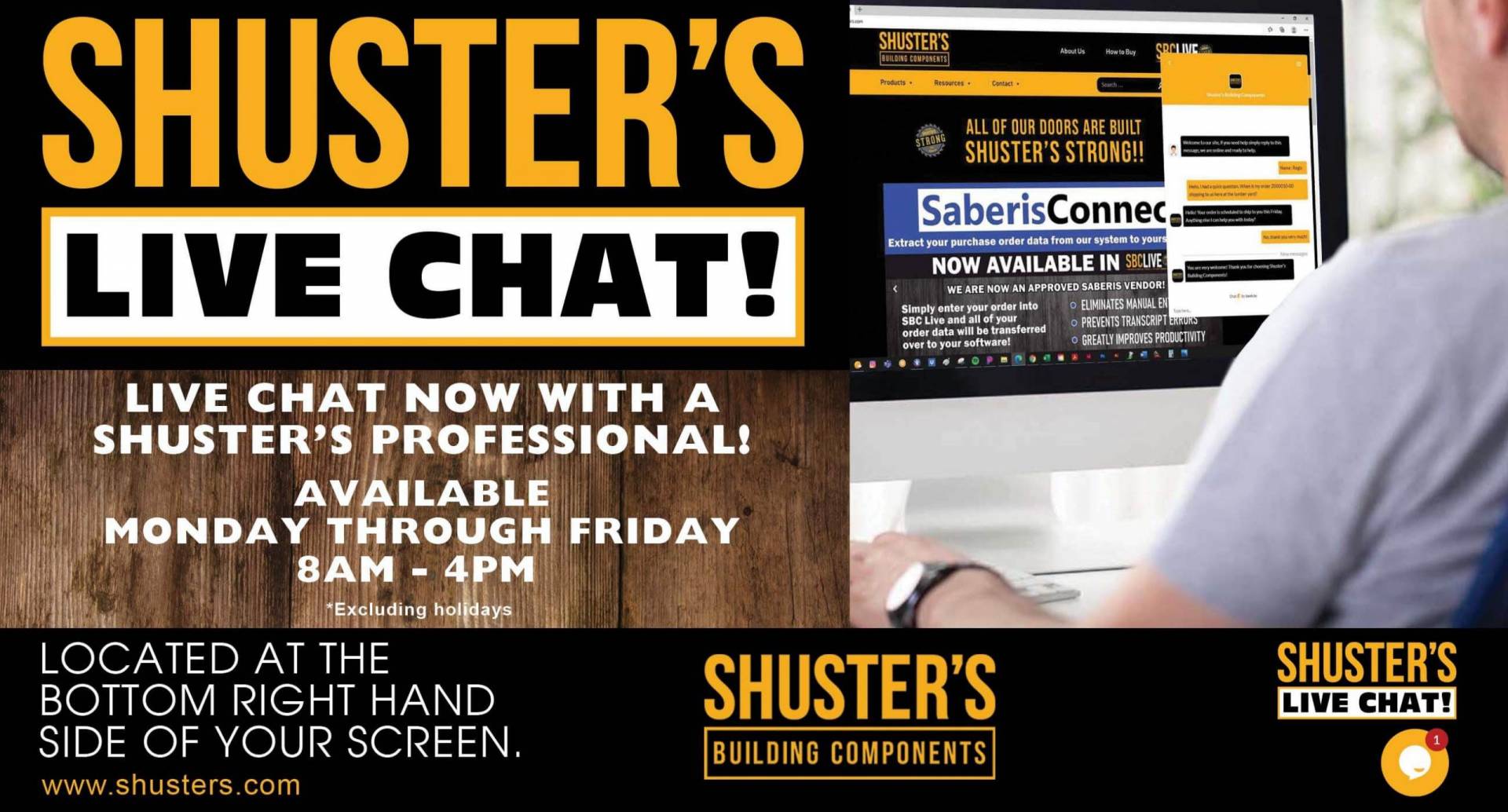 Shuster's Live Chat! Promotional Banner